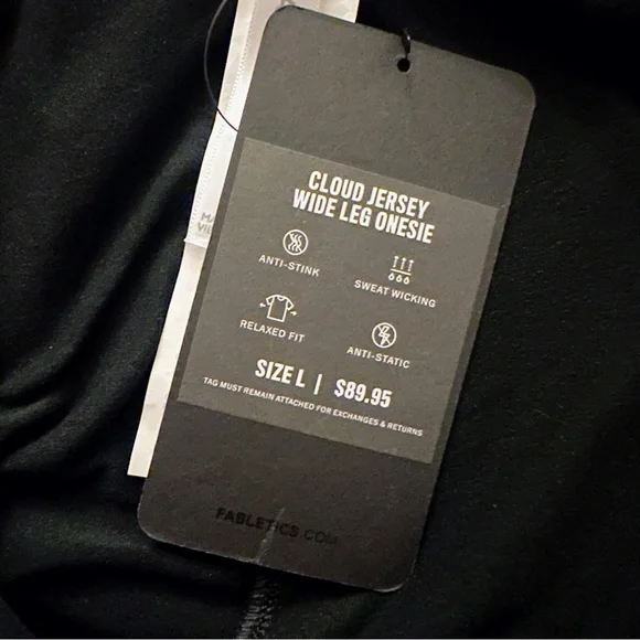 Fabletics Cloud Jersey Wide Leg Onesie in Black New with Tags Size Large - Picture 8 of 12